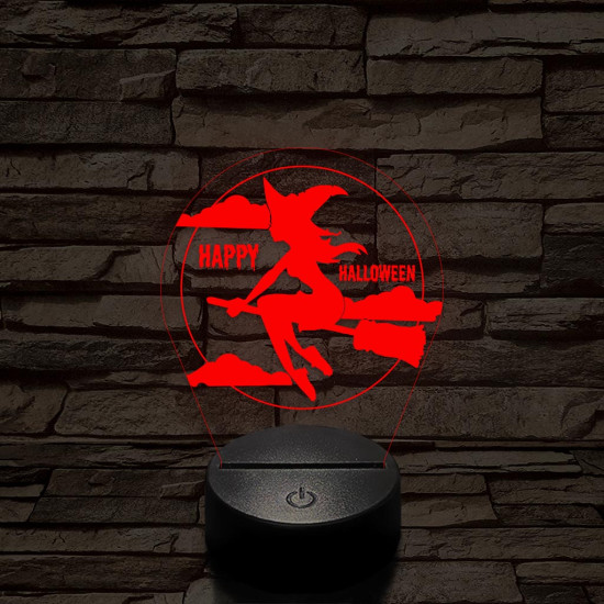 Seprűn suhanó boszi 7 színű  3D led lámpa