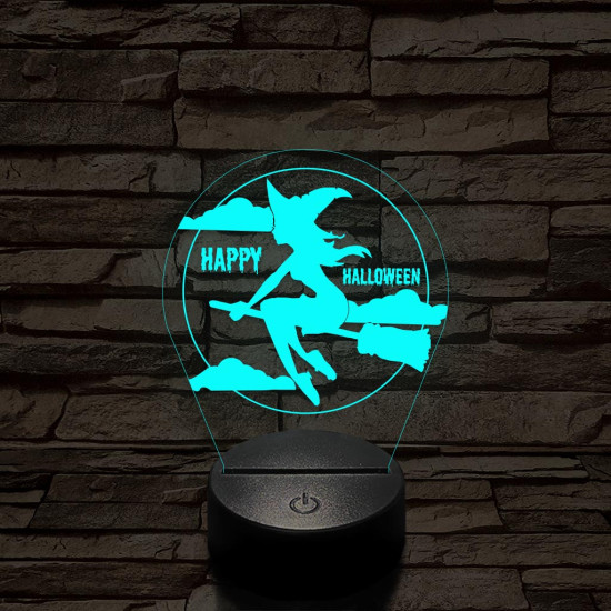 Seprűn suhanó boszi 7 színű  3D led lámpa