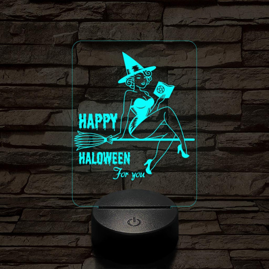 Csintalan boszorkány 7 színű  3D led lámpa