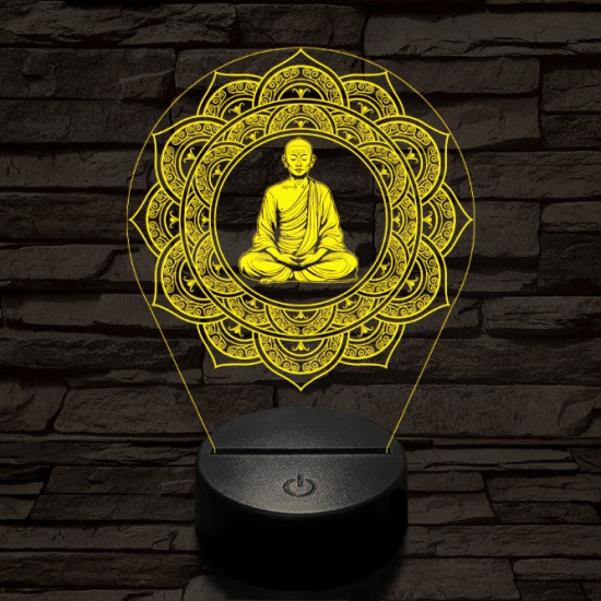 Meditáló mester 7 színű  3D led lámpa