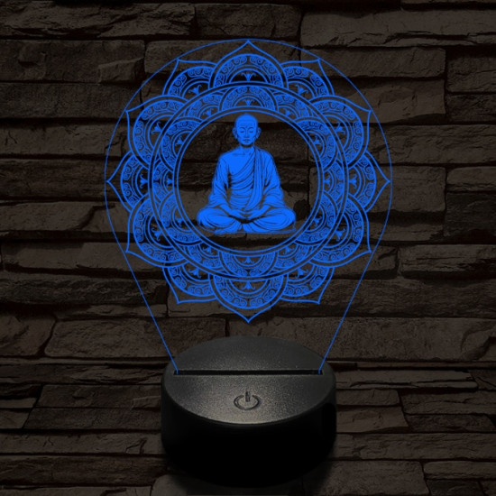 Meditáló mester 7 színű  3D led lámpa