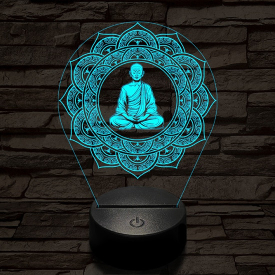 Meditáló mester 7 színű  3D led lámpa
