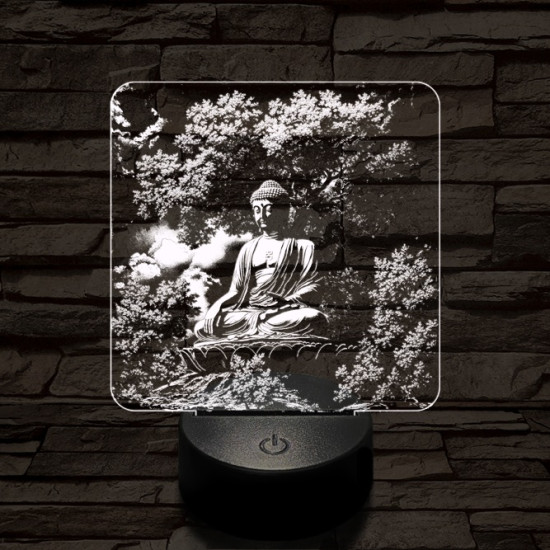 Buddha nyugalom 7 színű, színváltós, valósághű 3D led lámpa