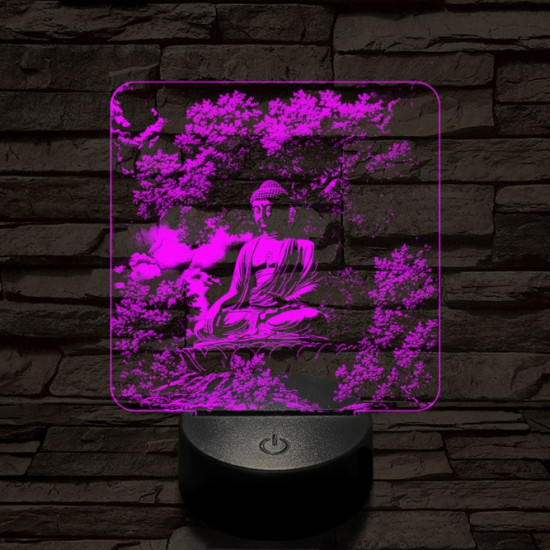 Buddha nyugalom 7 színű, színváltós, valósághű 3D led lámpa