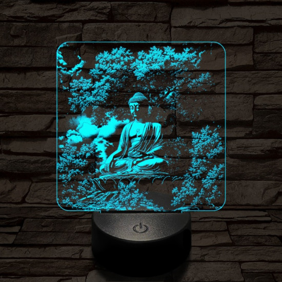 Buddha nyugalom 7 színű, színváltós, valósághű 3D led lámpa