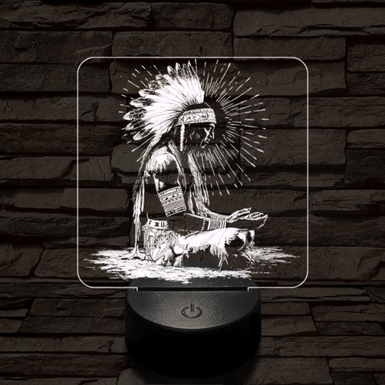 Indián rítus 7 színű, színváltós, valósághű  3D led lámpa