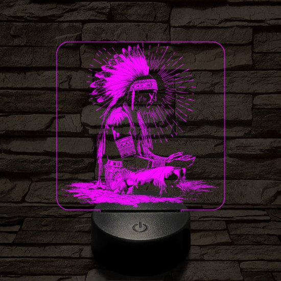 Indián rítus 7 színű, színváltós, valósághű  3D led lámpa