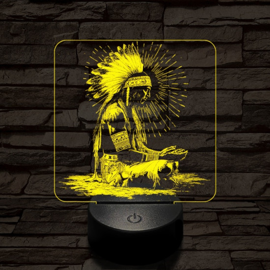Indián rítus 7 színű, színváltós, valósághű  3D led lámpa