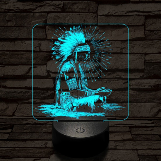 Indián rítus 7 színű, színváltós, valósághű  3D led lámpa