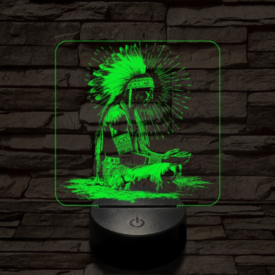 Indián rítus 7 színű, színváltós, valósághű  3D led lámpa