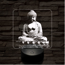 Buddha szobor 7 színű, színváltós, valósághű 3D led lámpa