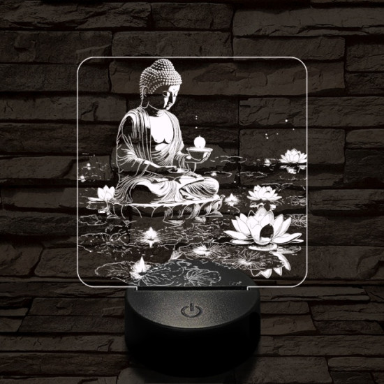 Buddha  fénye 7 színű, színváltós valósághű 3D led lámpa