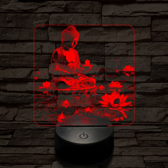 Buddha  fénye 7 színű, színváltós valósághű 3D led lámpa