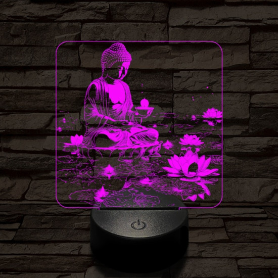 Buddha  fénye 7 színű, színváltós valósághű 3D led lámpa