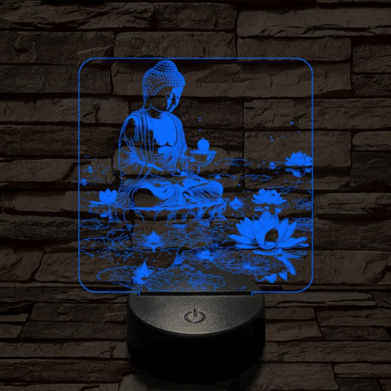 Buddha  fénye 7 színű, színváltós valósághű 3D led lámpa