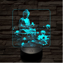 Buddha  fénye 7 színű, színváltós valósághű 3D led lámpa
