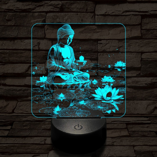 Buddha  fénye 7 színű, színváltós valósághű 3D led lámpa