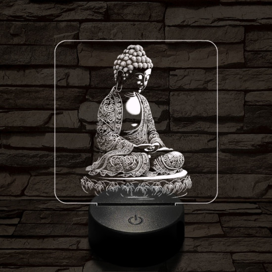 Buddha meditál 7 színű, színváltós valósághű  3D led lámpa