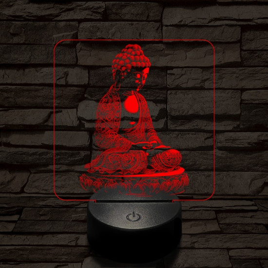 Buddha meditál 7 színű, színváltós valósághű  3D led lámpa