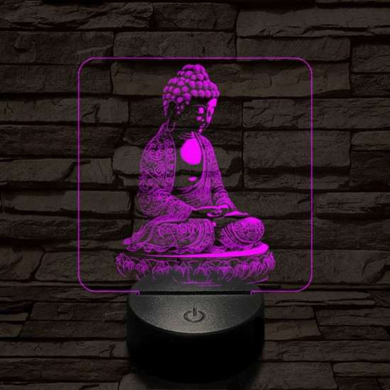 Buddha meditál 7 színű, színváltós valósághű  3D led lámpa