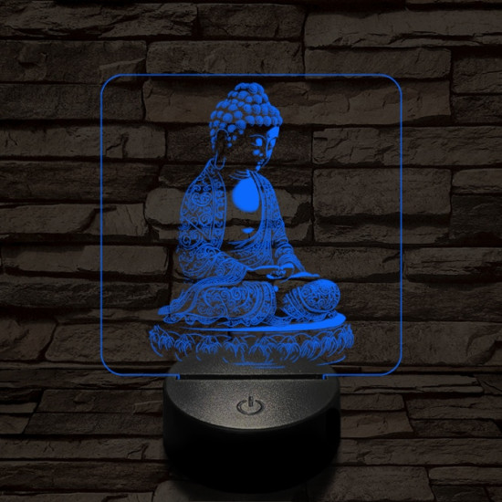 Buddha meditál 7 színű, színváltós valósághű  3D led lámpa