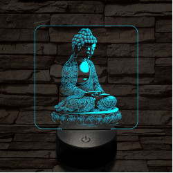Buddha meditál 7 színű, színváltós valósághű  3D led lámpa
