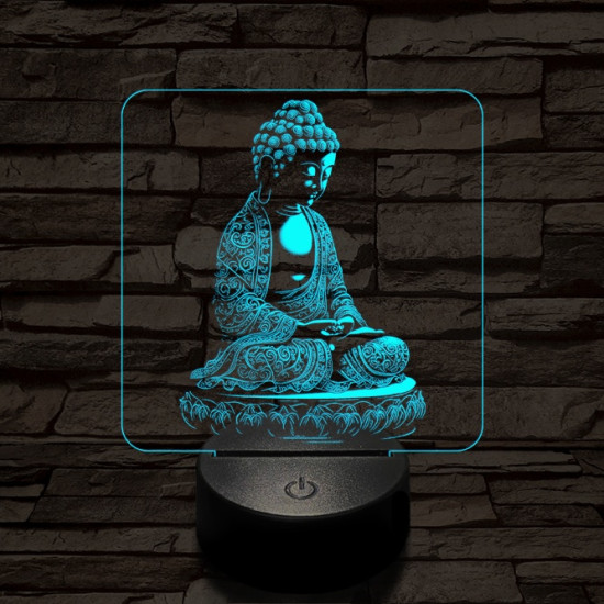 Buddha meditál 7 színű, színváltós valósághű  3D led lámpa