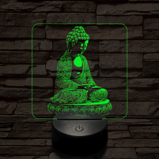 Buddha meditál 7 színű, színváltós valósághű  3D led lámpa