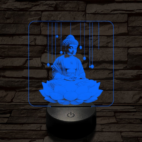 Buddha lótuszon 7 színű, színváltós valósághű 3D led lámpa