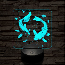 Jin-Jang halak - 7 színű valósághű 3D led lámpa