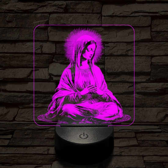 Szűzanya 7 színű valósághű 3D led lámpa
