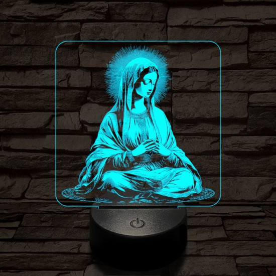 Szűzanya 7 színű valósághű 3D led lámpa
