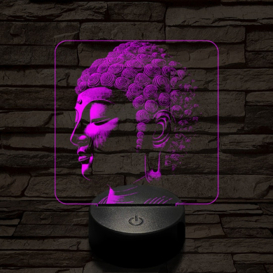Buddha profil 7 színű valósághű 3D led lámpa