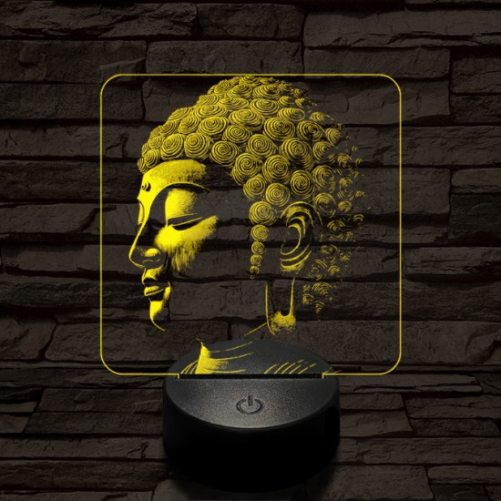 Buddha profil 7 színű valósághű 3D led lámpa