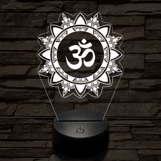 OM mandala 7 színű  3D led lámpa