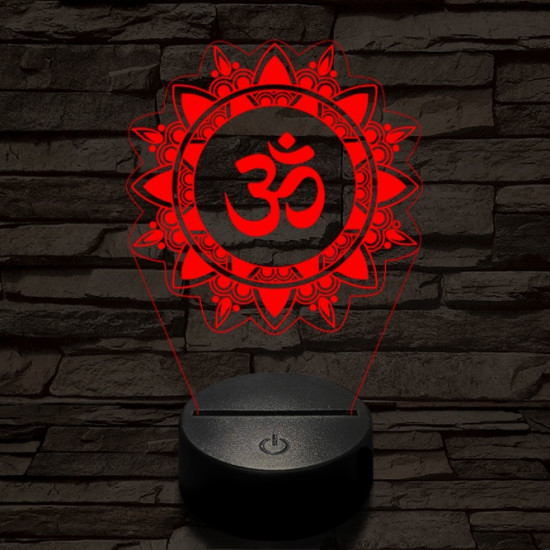OM mandala 7 színű  3D led lámpa