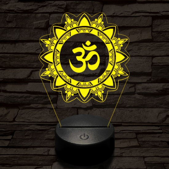 OM mandala 7 színű  3D led lámpa