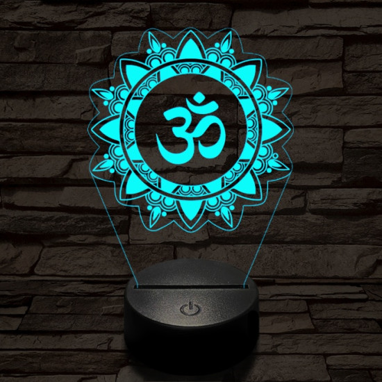OM mandala 7 színű  3D led lámpa