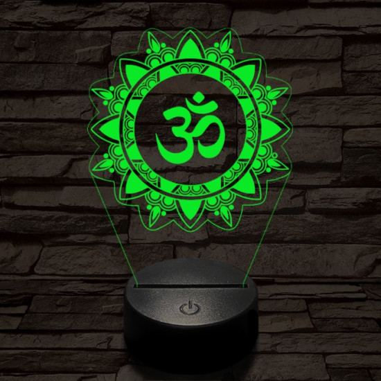 OM mandala 7 színű  3D led lámpa