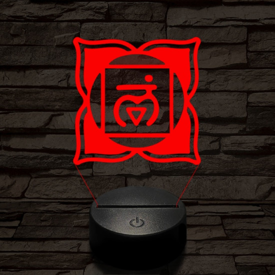 Gyökércsakra 7 színű távirányítós  3D led lámpa