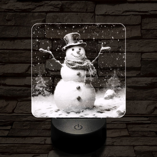 Ünneplő hóember 7 színű valósághű 3D led lámpa