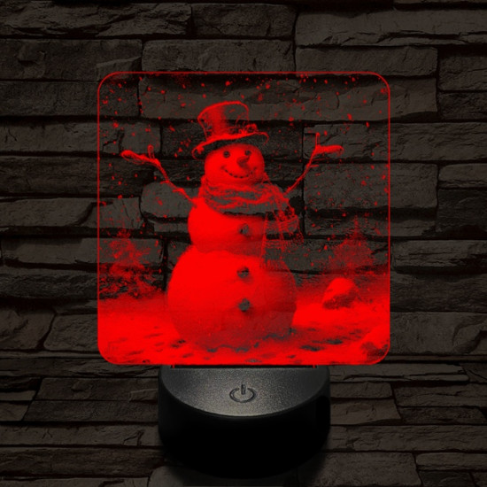 Ünneplő hóember 7 színű valósághű 3D led lámpa