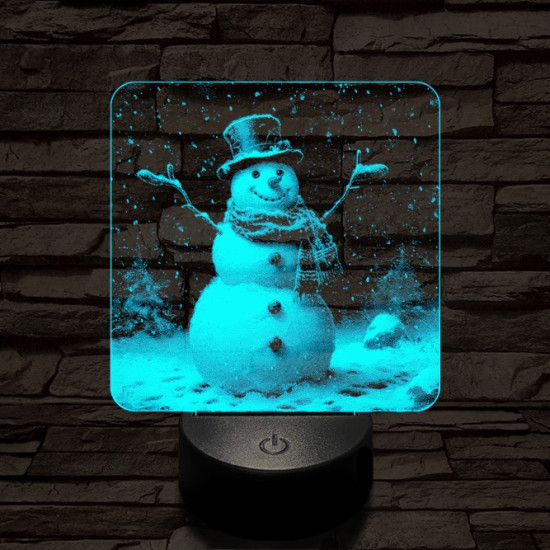 Ünneplő hóember 7 színű valósághű 3D led lámpa