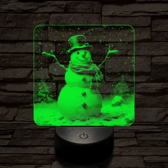 Ünneplő hóember 7 színű valósághű 3D led lámpa
