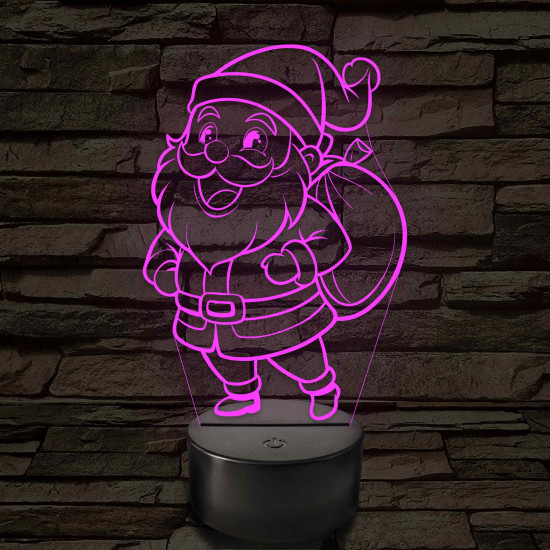 Mikulás figurás – 7 színű, színváltós 3D LED lámpa