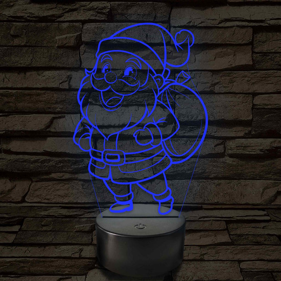 Mikulás figurás – 7 színű, színváltós 3D LED lámpa