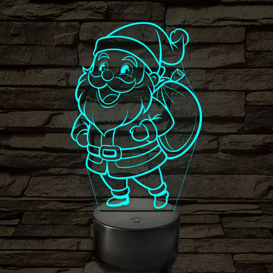 Mikulás figurás – 7 színű, színváltós 3D LED lámpa