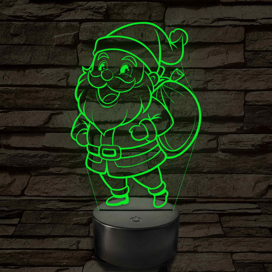 Mikulás figurás – 7 színű, színváltós 3D LED lámpa