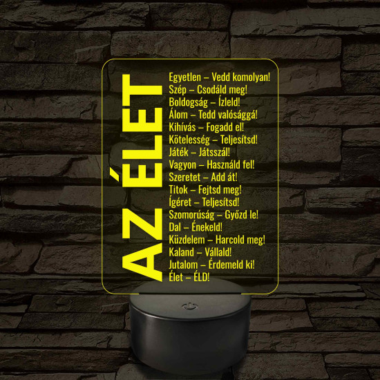 Az élet – 7 színű, színváltós LED lámpa