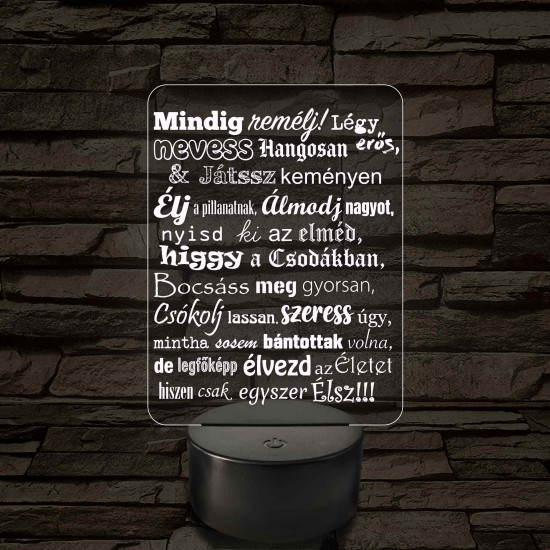 Életfilozófia – 7 színű, színváltós LED lámpa